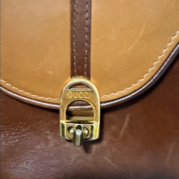 Vintage Gucci Equestrian Leather Shoulder Bag in brown 1970-80 - Picture 3 of 11